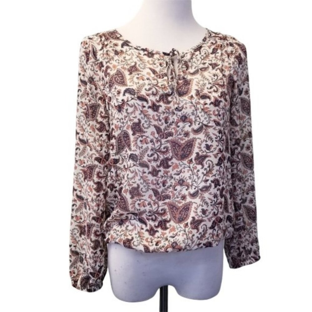Lucky Brand Floral Elastic Waist Blouse Size Xs 93